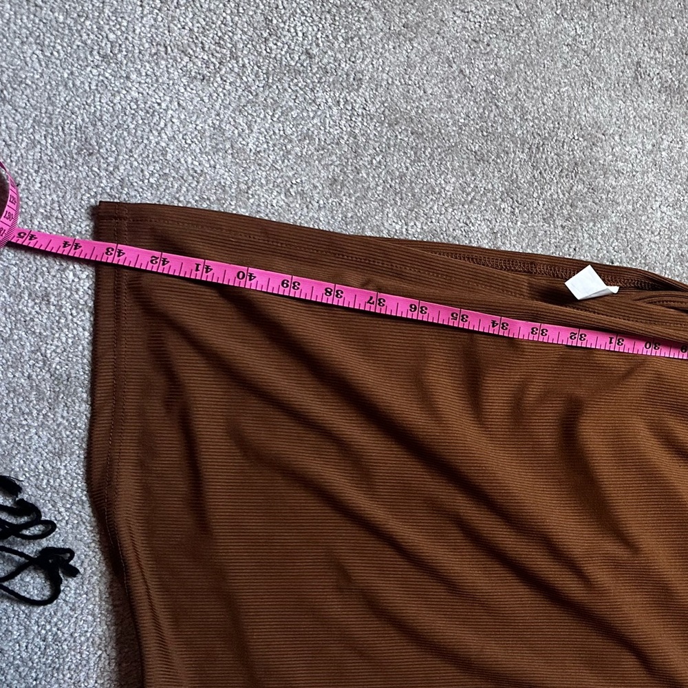 Nwot Drawstring Ruched Maxi Skirt Split Elastic W… - image 7